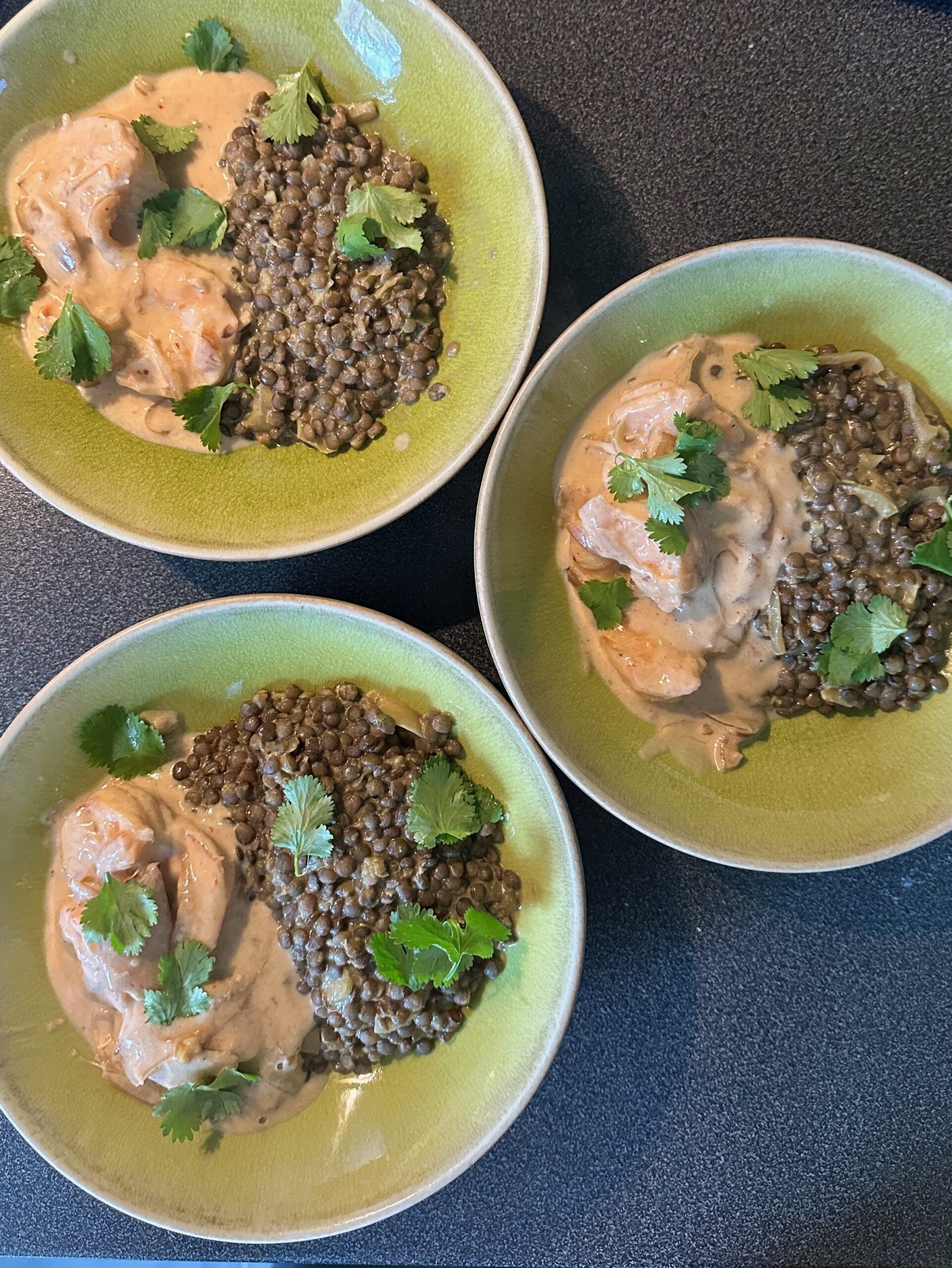 idée de recette
dahl de lentille 
crevettes au lait de coco